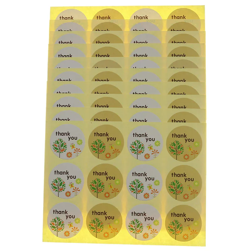 

Small Tree Round Label Thank You Seal Sticker Baking Packaging Biscuit Bag Decorative Seal Sticker 120pcs / 10 Sheets