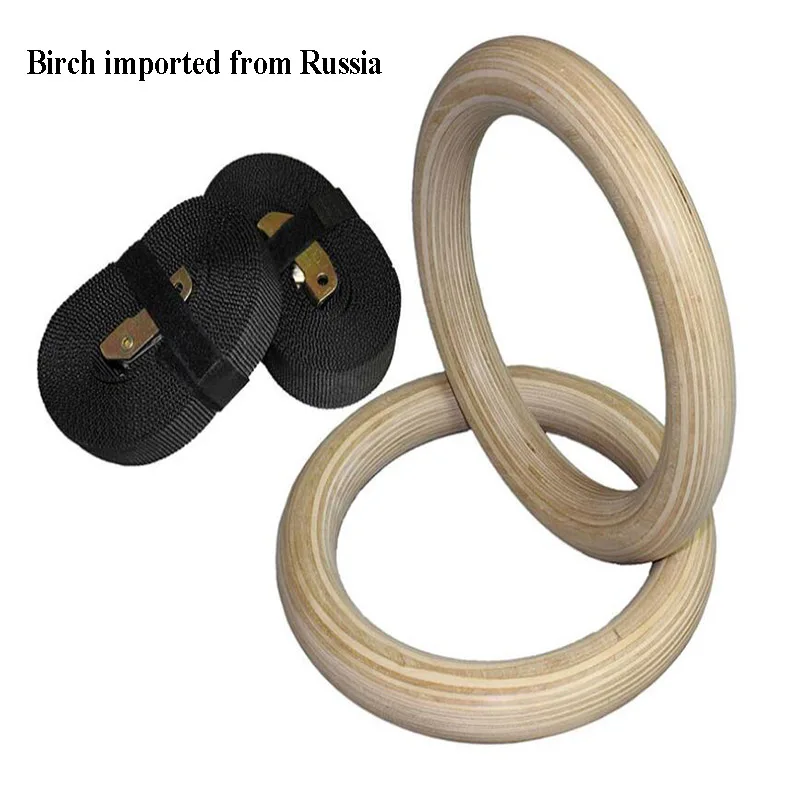 New Wooden Gymnastic Rings With Adjustable Long Buckles Straps