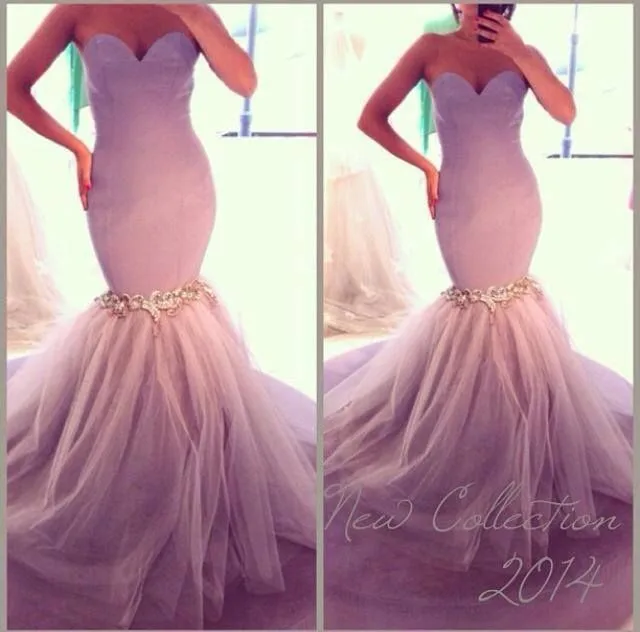 New-Arrival-2014-Mermaid-Sweetheart-Tulle-Lilac-Crystal-Evening-Dresses-Who...