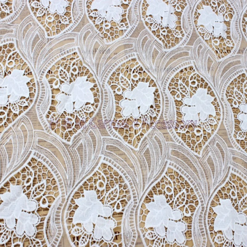 Milk silk fabric embroidered fabric african lace fabric hollow water soluble lace 120cm*3yards
