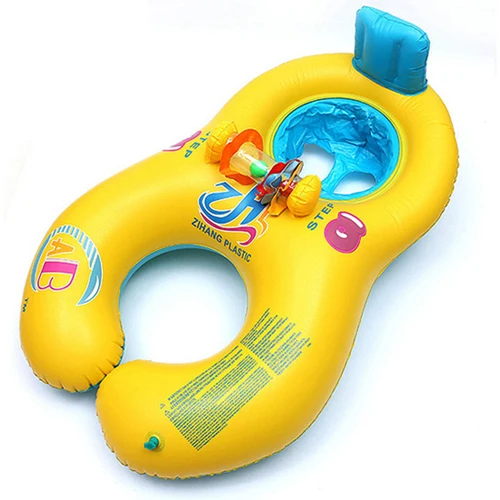 0-18 м плавательный круг для детей надувной матрас для бассейна мать ребенок двойной человек плавательный круг дети сиденье лодка играть воду с взрослым - Цвет: Classic Yellow