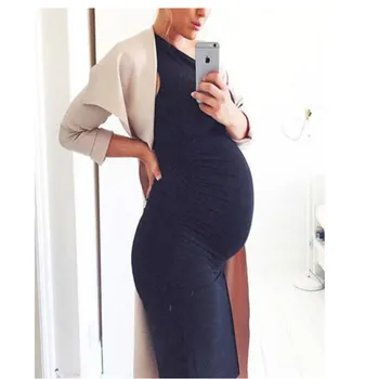 

Casual Maternity Dresses Solid maternity splicing clothes Pregnant Women Summer Dress O-Neck Sleeveless