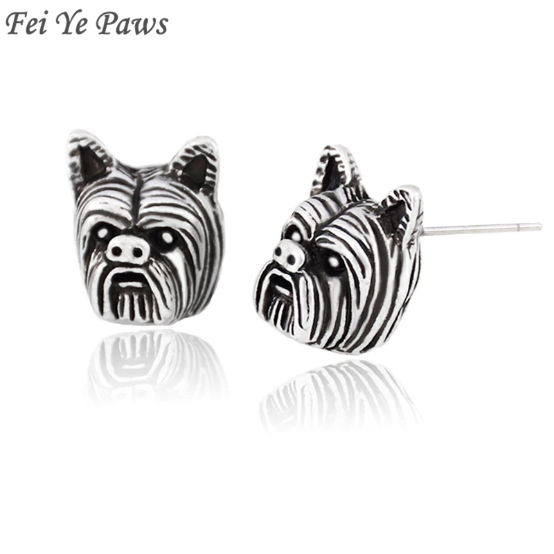 Женские винтажные серьги гвоздики Fei Ye Paws Boho Серебристые в виде собаки