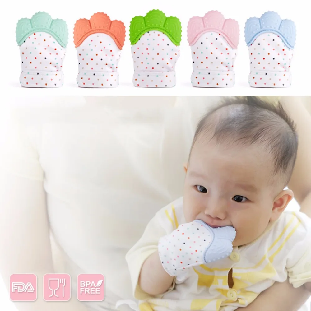 OOTDTY Silicone Teether Baby Pacifier Glove Baby Teething Chewable