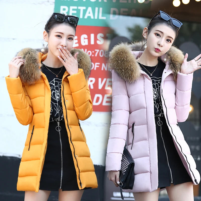 Plus Size XL 7XL 2018 winter women hooded coat fur collar