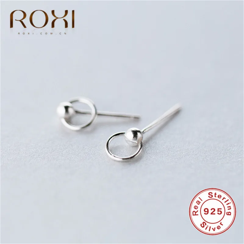 Серьги ROXI из чистого 925 пробы серебра для женщин, свадебные ювелирные изделия, модная серьга-гвоздик для пирсинга, маленькие серьги, кольцо для ушей