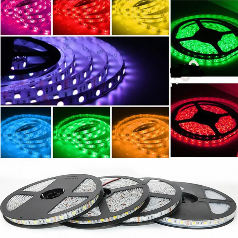 

LED Strip 5050 60Leds/M Waterproof 5M DC 12V Flexible Home Decoration Lighting LED Tape RGB/White/Warm White/Blue/Green/Red