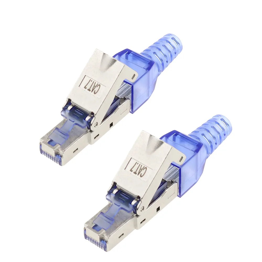 Кабель имеет 2 Pack без инструментов экранированный RJ45 Cat 7 / Cat6A разъем для