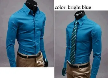 Для мужчин рубашка с длинными рукавами платья большой Размеры хлопок импортные Костюмы гавайская рубашка мужской социальной блузка Checker бренд-Костюмы - Цвет: Blue