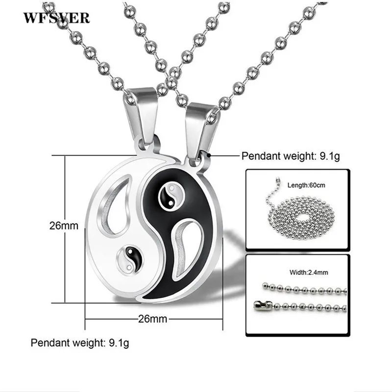 WFSVER цепочка из нержавеющей стали ожерелье Инь Ян Тай Чи кулон ожерелье для лучшего друга влюбленных Пара Мода BFF ювелирные изделия подарок