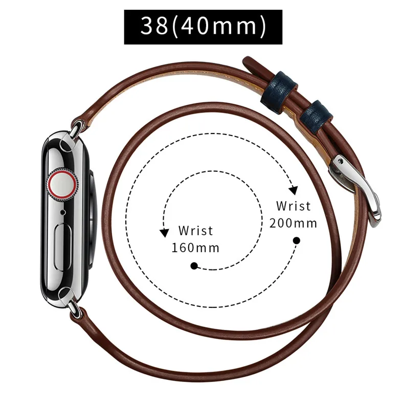 Хохлатый ремешок из натуральной кожи для Apple Watch, 4 ремешка, 42 мм, 44 мм, Iwatch, ремешок 38 мм, 40 мм, двойной браслет, ремень, серия 2 1