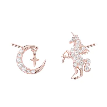 Unicorn Moon Zirconia Stud Earrings