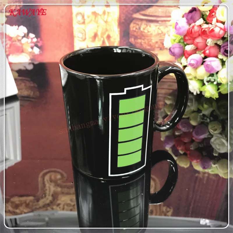 

1Pcs Creative Battery Ceramic Magical Temperature Changing Coffee Mug Gifts Magic Color Changing Cup Heat Sensitive Mug 7ZDZ339