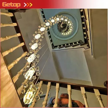 

Modern E14 LED Stair Lamps Compound Rotation Crystal Pendant Lights Bedroom Restaurant Lighting Fixture Livingroom Hang Lamps