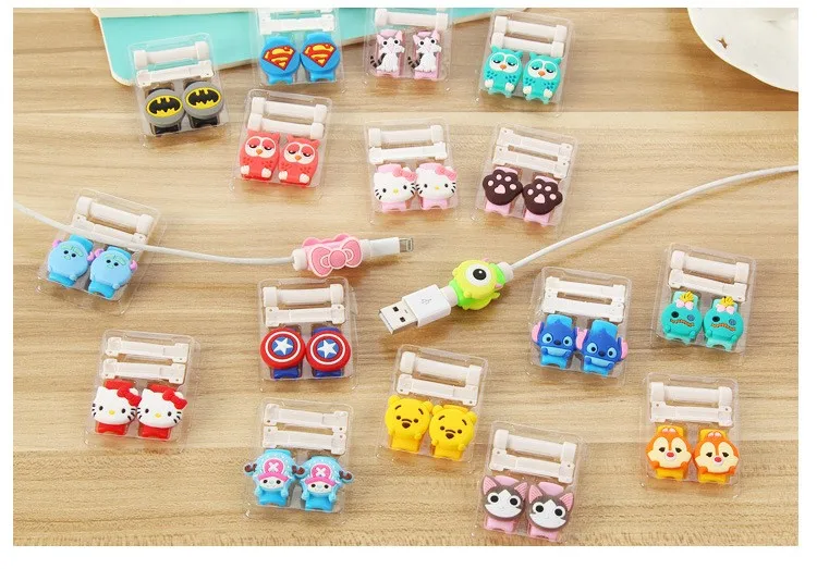 Креативные персонажи из мультфильмов Kawaii Animal Hello Cat, Бэтмен, usb-кабель для наушников, защита для зарядки мобильных телефонов