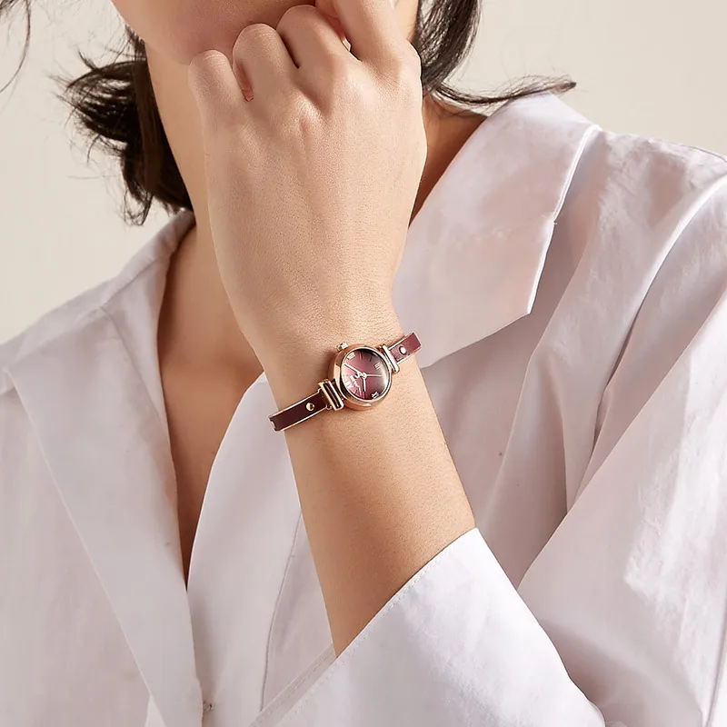 pulseira relógio de vinho tinto romântico senhoras