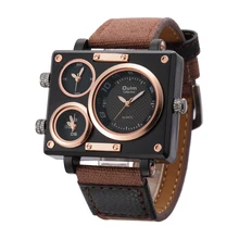 Oulm Carré Horloge Mâle Tissu Montre-Bracelet D’origine Multiple Fuseau horaire Montres Hommes Montres Marque De Luxe Quartz Montre