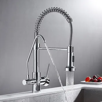 

Filter Kitchen Faucet Drinking Water Hot & cold Brass Pure Water Sink Mixer Tap Dual Function 3 Way Hose Pull Down Spray Nozzle