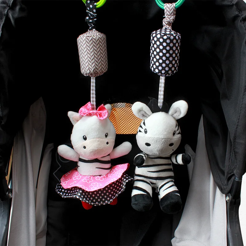 

Dolery black and white zebra wind chime lathe hanging baby stroller pendant bell toy baby plush toy BD44033