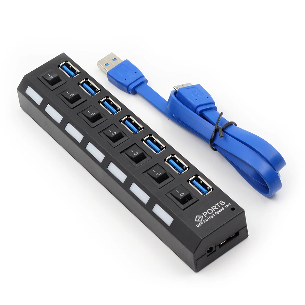 CHYI мини usb-хаб 3,0 Супер скорость 5 Гбит/с 4/7 портов портативный Переключатель ВКЛ/ВЫКЛ сплиттер с DC 5 В вход питания для ПК ноутбук Настольный