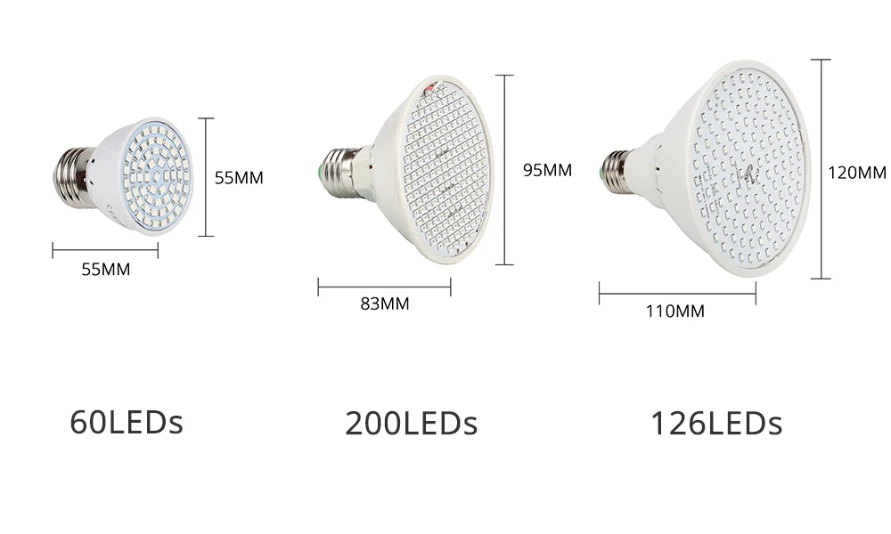 E27 60 126 200 светодиоды полный спектр светать растения лампы + бесплатная изгиба переключатель для внутреннего сад парниковых цветок и роста