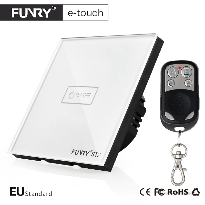 

FUNRY EU/UK Standard 1 Gang 1 Way Wall Light Switch, Wireless Remote Control Light Switch,Smart Home Remote Control Touch Switch