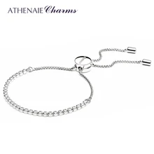 ATHENAIE, 925 пробы, серебряный, прозрачный, CZ, сверкающая нить, браслет, длина 23 см(9 дюймов), для женщин, звено, очаровательный браслет, сделай сам, ювелирное изделие, подарок