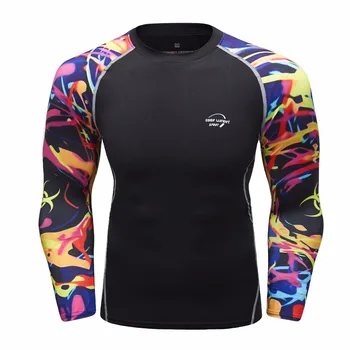 

Men's Compression Shirt 3D Long Sleeve T-Shirt Fitness Men's Lycra MMAS T-Shirt Tights Brand Apparel