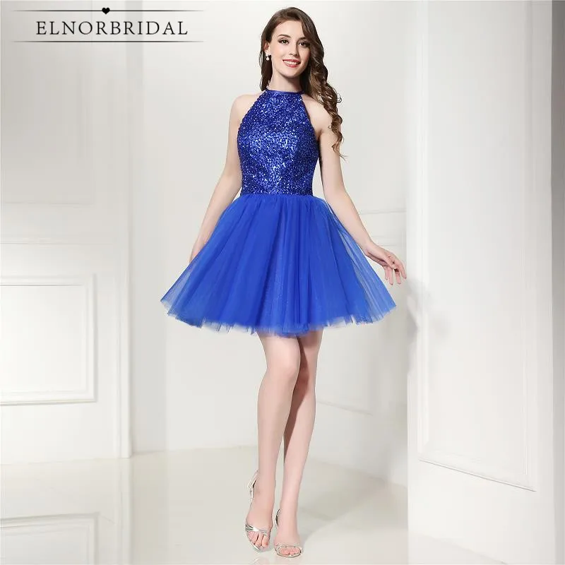 Royal Blue Short Prom Dresses 2018 Vestidos De Formatura Curto Beading Formal Evening Dress Mini
