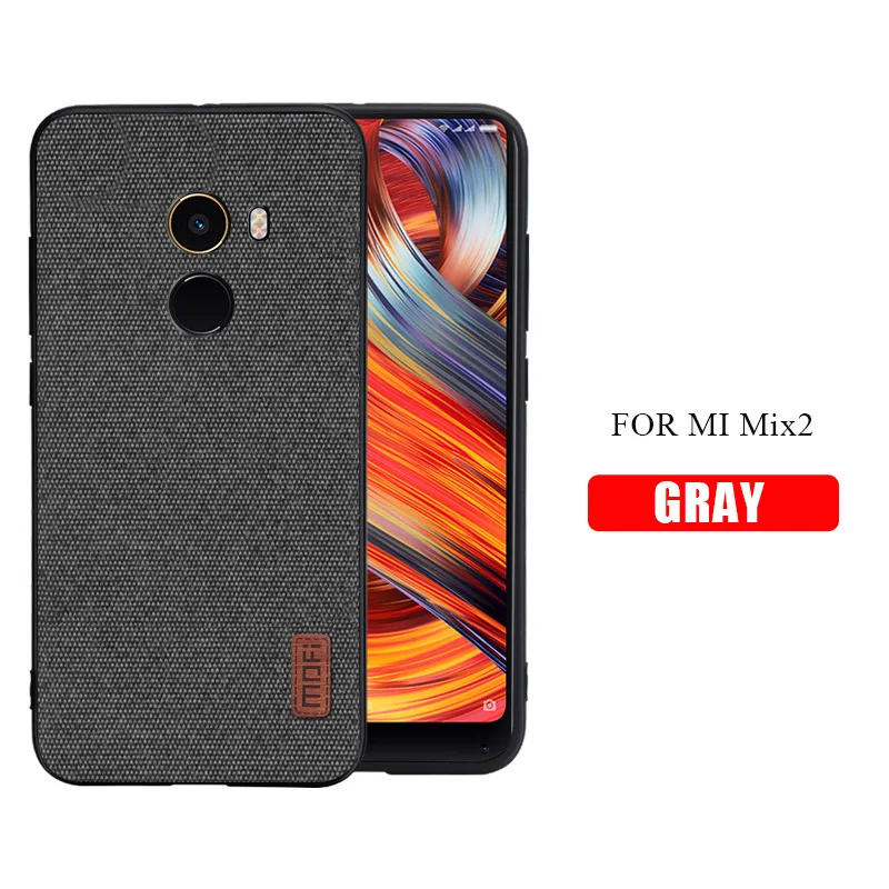 Чехол для mi mix 2 s, чехол MOFI для Xiaomi Mi Mix 2, задний тканевый бизнес-чехол для mi mix2s, мягкий силиконовый край, полный Чехол, 5,99 дюймов - Цвет: Gray for mix 2