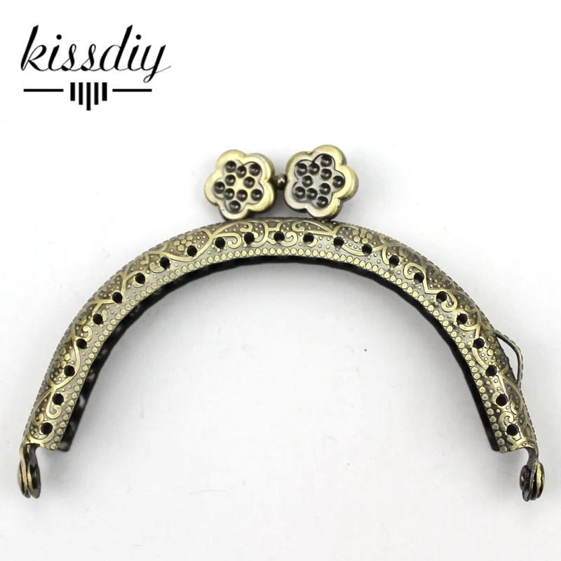 

KISSDIY 20pcs 8.5cm Antique Bronze Metal Purse Frame Handle for Bag Handbag Hardware Accessories Making plum Kiss Clasp Lock