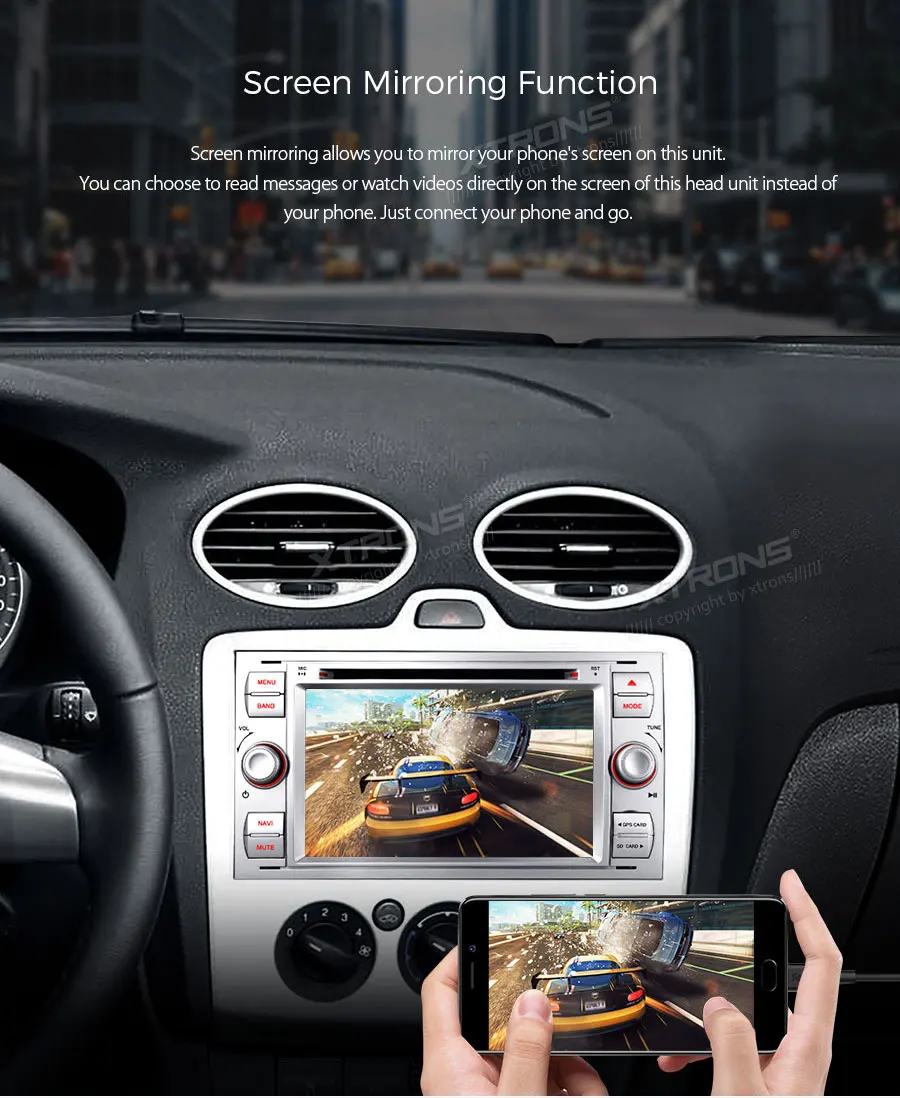 Clearance XTRONS 7" Android 8.1 Quad Core GPS Navigation System for FORD Focus II C-Max S-Max Galaxy Fusio RCA GPS Navigation OBD DAB WIFI 10