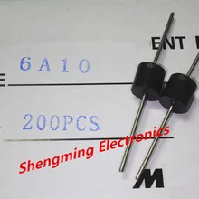 200 шт. 6A10 6a 1000 В высокой мощности выпрямительный диод