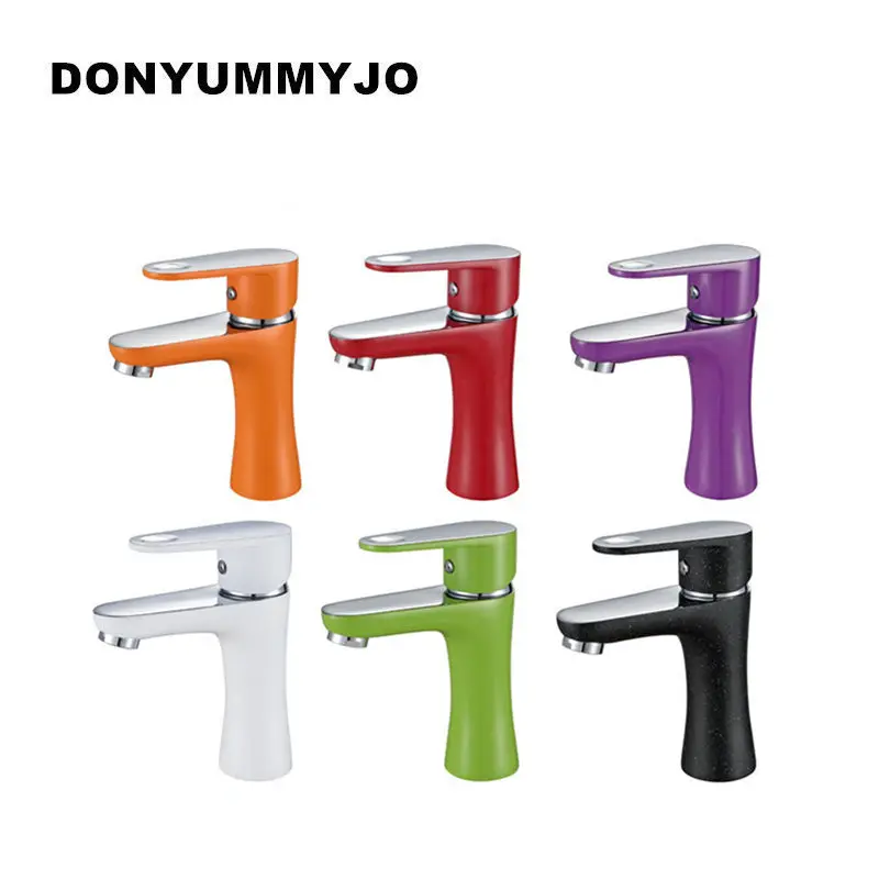 

DONYUMMYJO New Design Innovative Fashion Style Home Multi-color Bath Basin Faucet Cold and Hot Water Taps Green Orange White