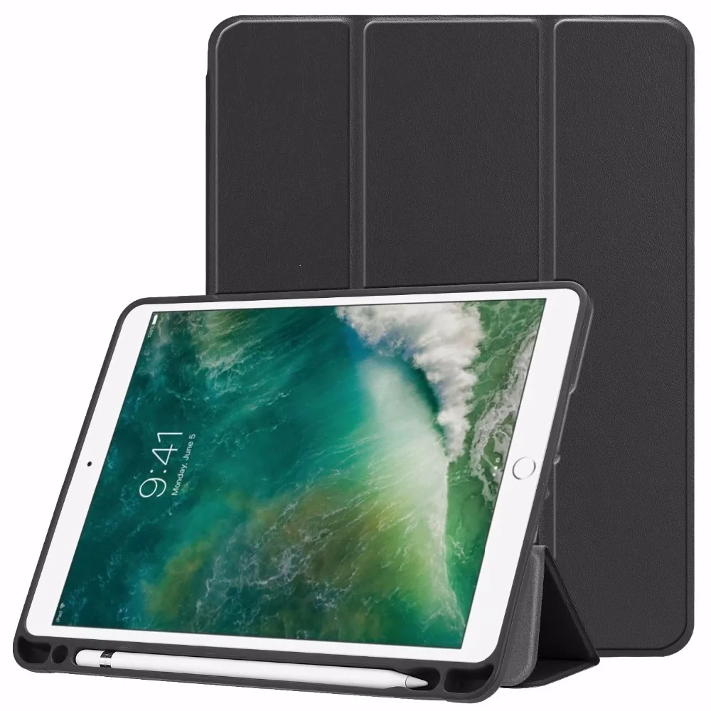

For Apple iPad Air Air2 9.7 2017 2018 Smart Cover Case With Pen Slot Holder Soft TPU Anti Knock Protector iPadAir 2 iPad9.7 Bag