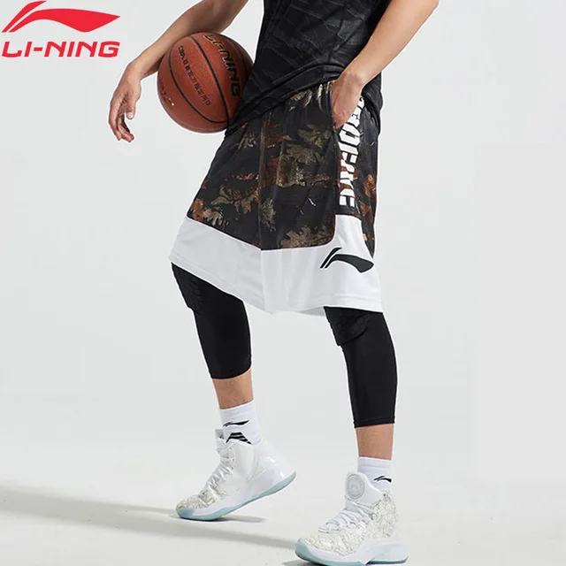 Li-Ning Для мужчин плохой пять баскетбольные шорты для соревнований полиэстер свободный крой спортивные шорты AAPN275 COND18