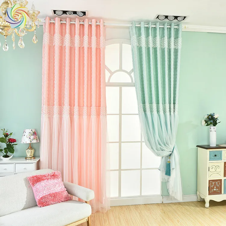 Кружевные занавески красивые зеленые/розовые/фиолетовые сшивные двухслойные занавески полузатененная ткань+ тюль занавески для гостиной