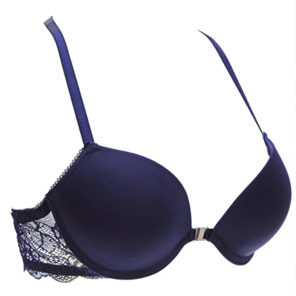 

Vogue Secret Brand Lace Bra Brief Set Women Padded Brassiere Push Up Panty Simple Top Sexy Underwear Big 8 Colors Front closure