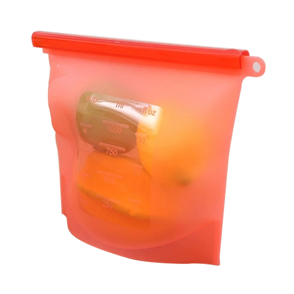 Kitchen Tool Food Silicone Fresh Bag Reusable Vacuum Sealed Freezer Bag Slide Lock SnacksSandwichesMeat Marinades Storage Bags (5)
