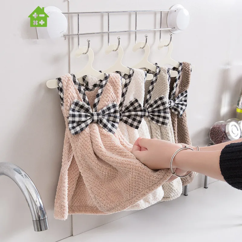 Hand Towel Cute Dress with Bows For Kids Chidren Microfiber Absorbent Dry Kitchen Bathroom Soft Plush Dishcloths | Дом и сад