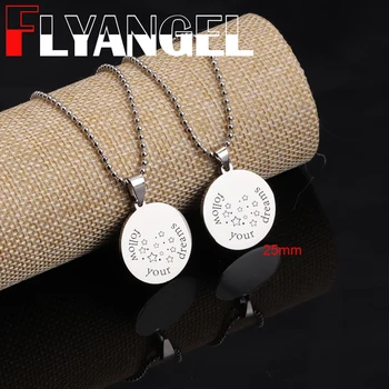 

FLYANGEL Fashion Necklace Jewelry Engraved Necklace Pendant Stars Follow Your Dreams Inspire Bead Chain Necklace Women Gifts