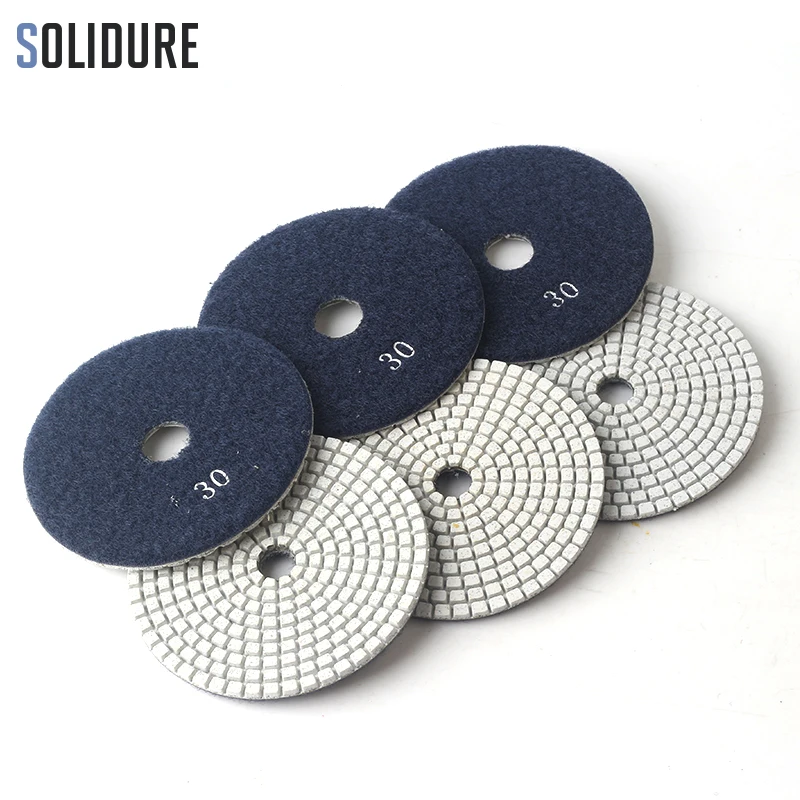 

3pcs/set Grit 30# 4 inch 100mm diamond dry or wet polishing pads for dry polishing granite,marble engineered stone and concrete
