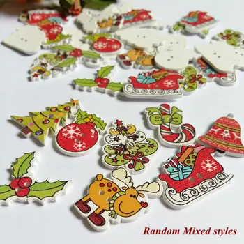 

50pcs/lot Random Mixed Christmas Buttons Decorative Buttons Mixed Patterns 2-hole Button Embellishments for Scrapbooking