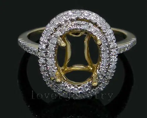 

0.60Ct Diamond Engagement Semi Mount Ring,Setting Ring Hold 7x9mm Oval 14Kt Yellow Gold For Sale