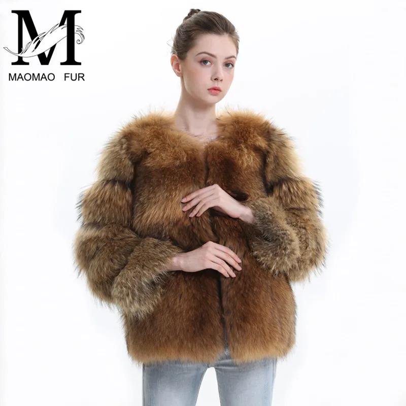 Real Fur Coat Women Winer Jacket Fluff Natural Raccoon Fur Coat Thick ...