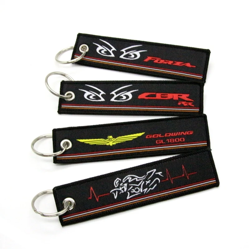 

For Honda Goldwing GL1800 CBR RR Forza New 2019 Motorcycle Key Chain Woven Key Ring Tag Label Chain Black Car Keychain