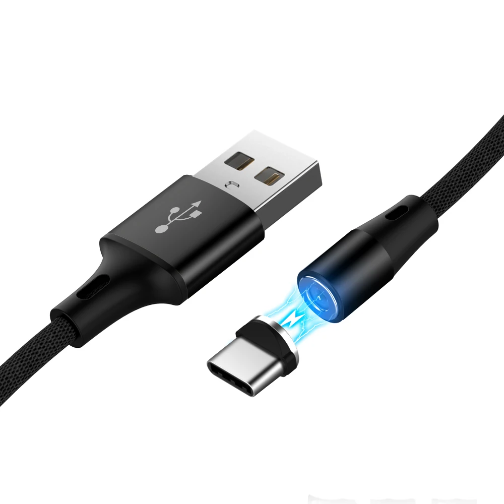 Магнитный usb-кабель для зарядки 1,2 м кабель для быстрой зарядки Micro usb кабель мобильного телефона кабель USB type C Магнитный зарядный кабель для передачи данных - Цвет: Черный