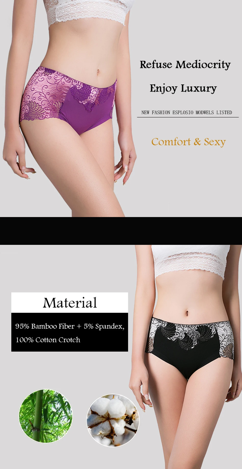 Underwear Women Briefs Sexy Women's Panties Full Transparent Lace Seamless Sexy Plus Size Women Cotton Underwear Panty (1)