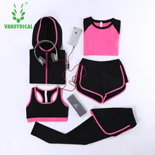 Women’s Track Suits Tights Leggings 5 Piece Women Gym Fitness Yoga Suit Sport Costumes For Women Jogging Sportswear running sets