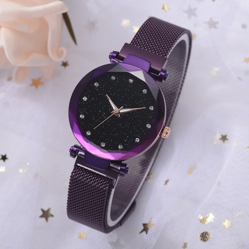500 шт/партия, модные женские кварцевые часы с магнитной защелкой